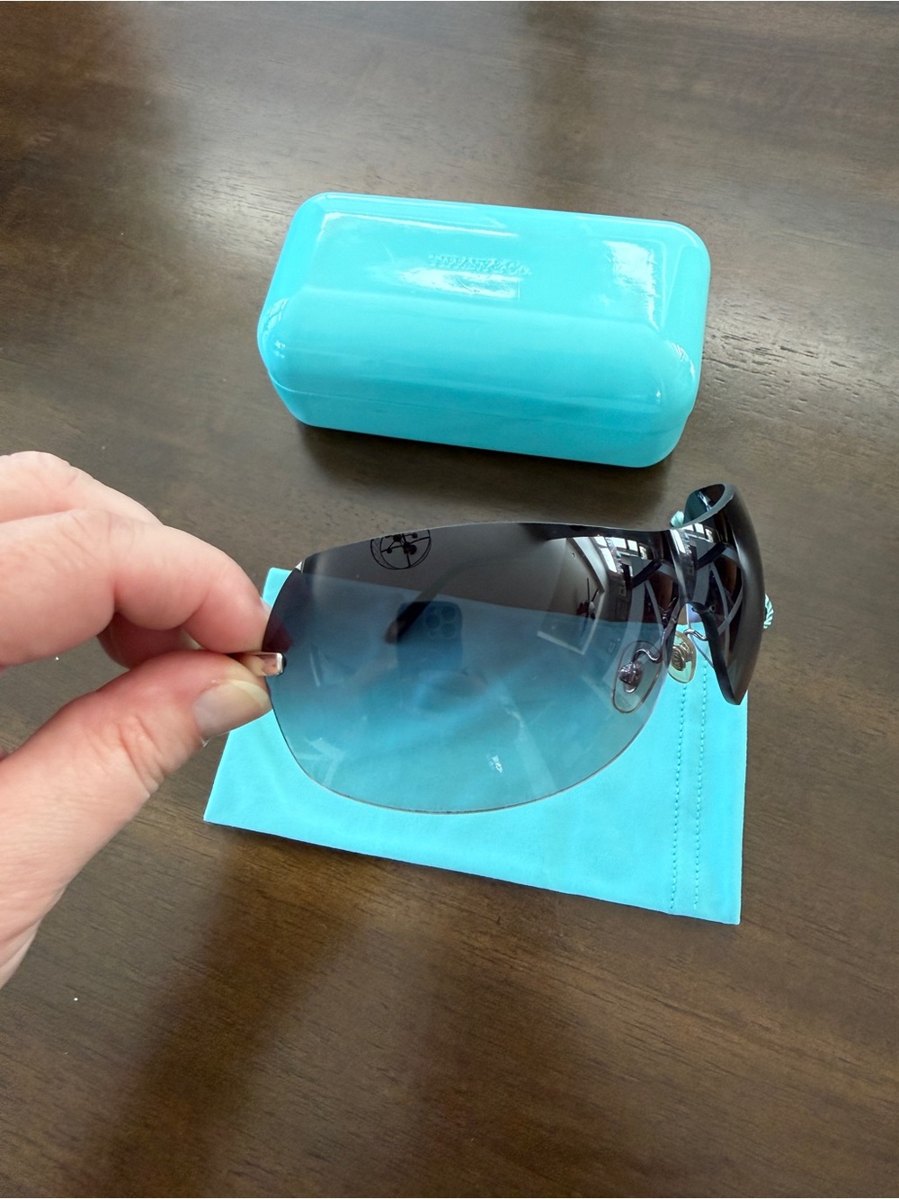Tiffany & Co. Women's Rimless Shield Sunglasses - Black Gradient 115mm Lens - Picture 12 of 14